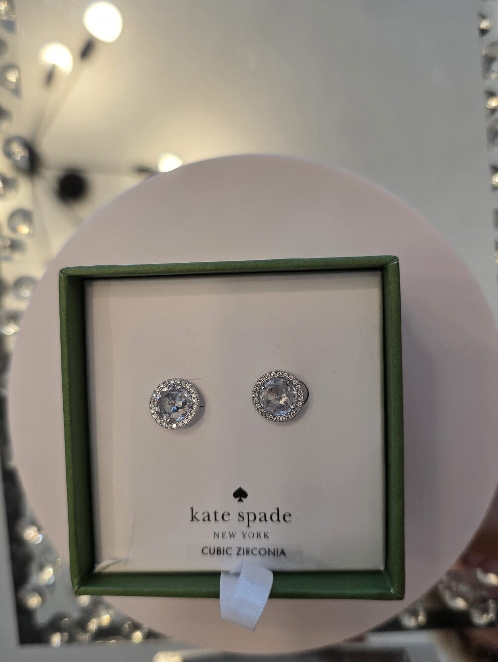 NWT Kate Spade Cubic Zirconia Halo Stud Earrings - Clear/Silver